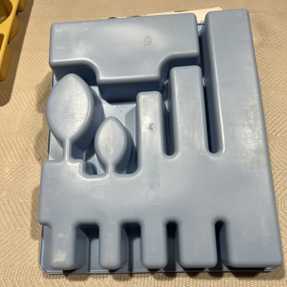 Vtg Blue Rubbermaid Silverware Flatware Tray Utensil Holder Drawer Organizer